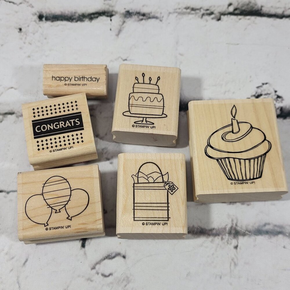 Stampin Up! Rubber‎ Stamp Set With Birthday & Celebration Designs